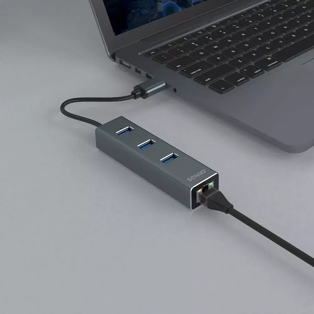 SAVIO AK‑57 USB‑A хаб с RJ‑45 Gigabit Ethernet Photo 5