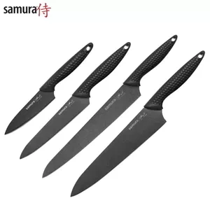 Набор кухонных ножей Samura Golf Stonewash из 4 предметов: овощной, универсальный, слайсер и поварской