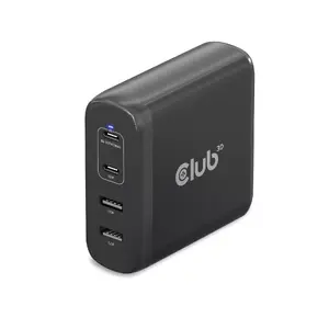 Travel Charger CLUB3D 100W GaN 4 Ports USB Type-A and -C PD 3.0