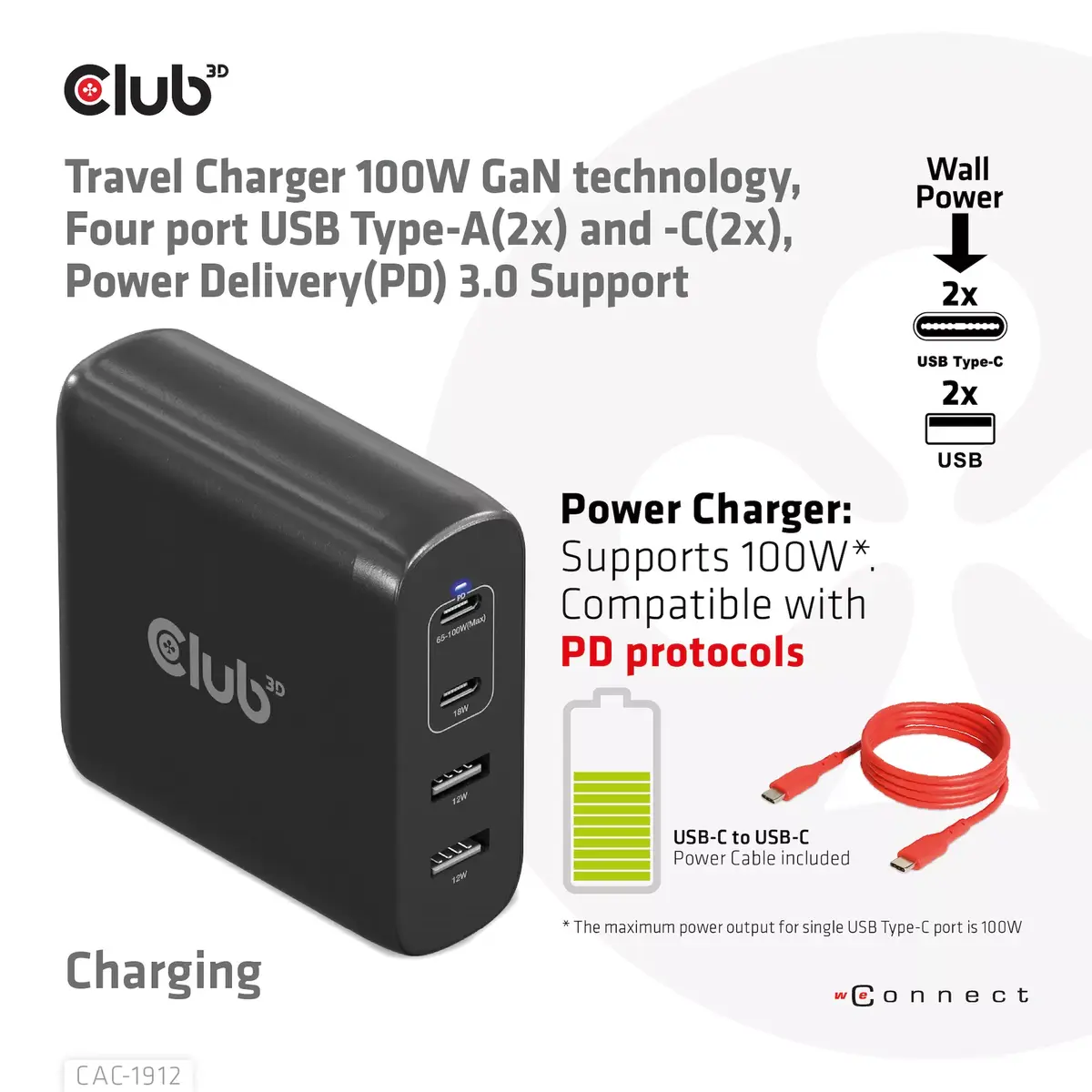 Ceļojumu lādētājs CLUB3D 100W GaN Photo 4