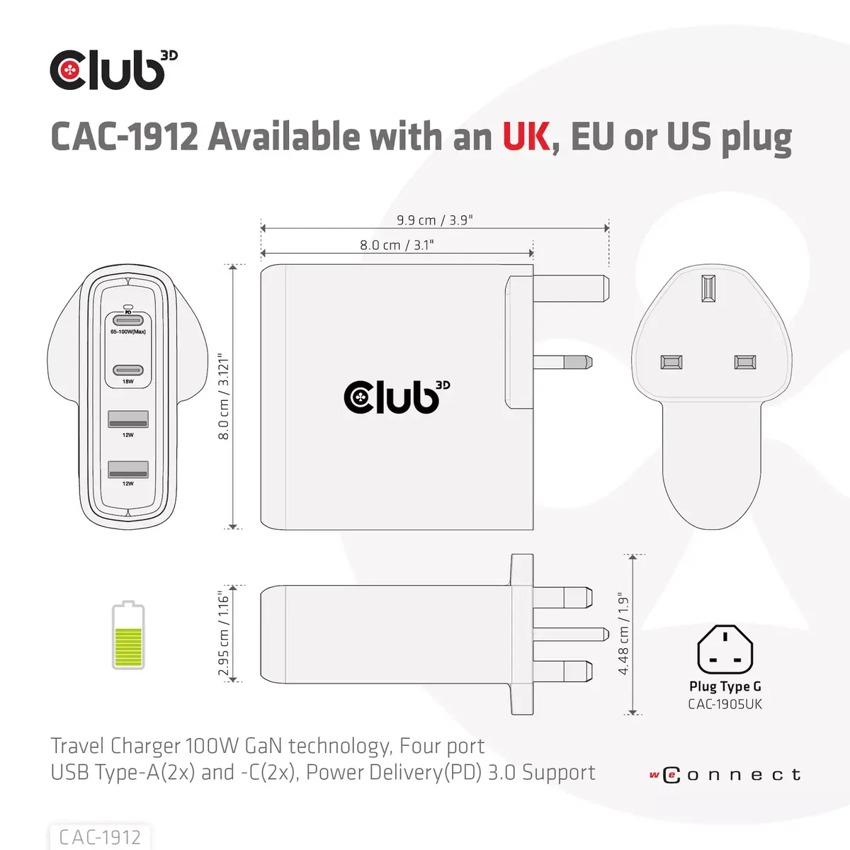 Ceļojumu lādētājs CLUB3D 100W GaN Photo 9