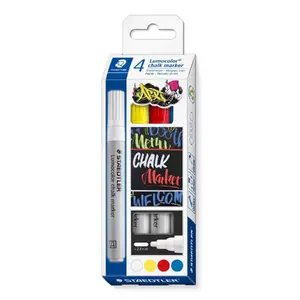 Kreida marķieris Staedtler Lumocolor Bullet Zils Sarkans Balts Dzeltena 4 gab