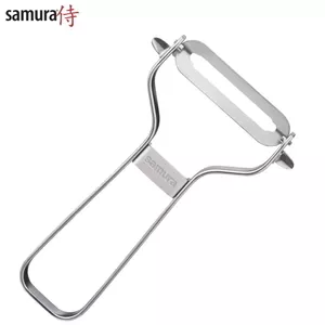 Samura Sharp & Effortless Metal Vegetable Peeler with straight 61mm blade from Japan steel Silver