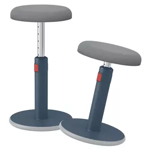 Padded seat LEITZ Ergo Cosy Active — blue/grey, height adjustment 33 cm, W 341 mm D 369 mm H min 46 cm