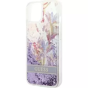 Guess Flower Liquid Glitter Hardcase for iPhone 14 6.1 inch, Purple