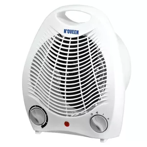 Elektriskais ventilatoru sildītājs NOVEEN FH03 — 2000 W, 2 jaudas režīmi, regulējams termostats, balts