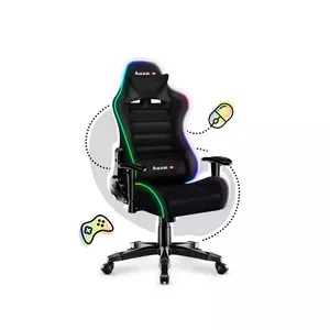 Универсальное игровое кресло Huzaro Ranger 6.0 RGB Bucket — сетчатое сиденье и спинка, RGB-подсветка, нагрузка до 130 кг, наклон 90–180°, до 160 см роста