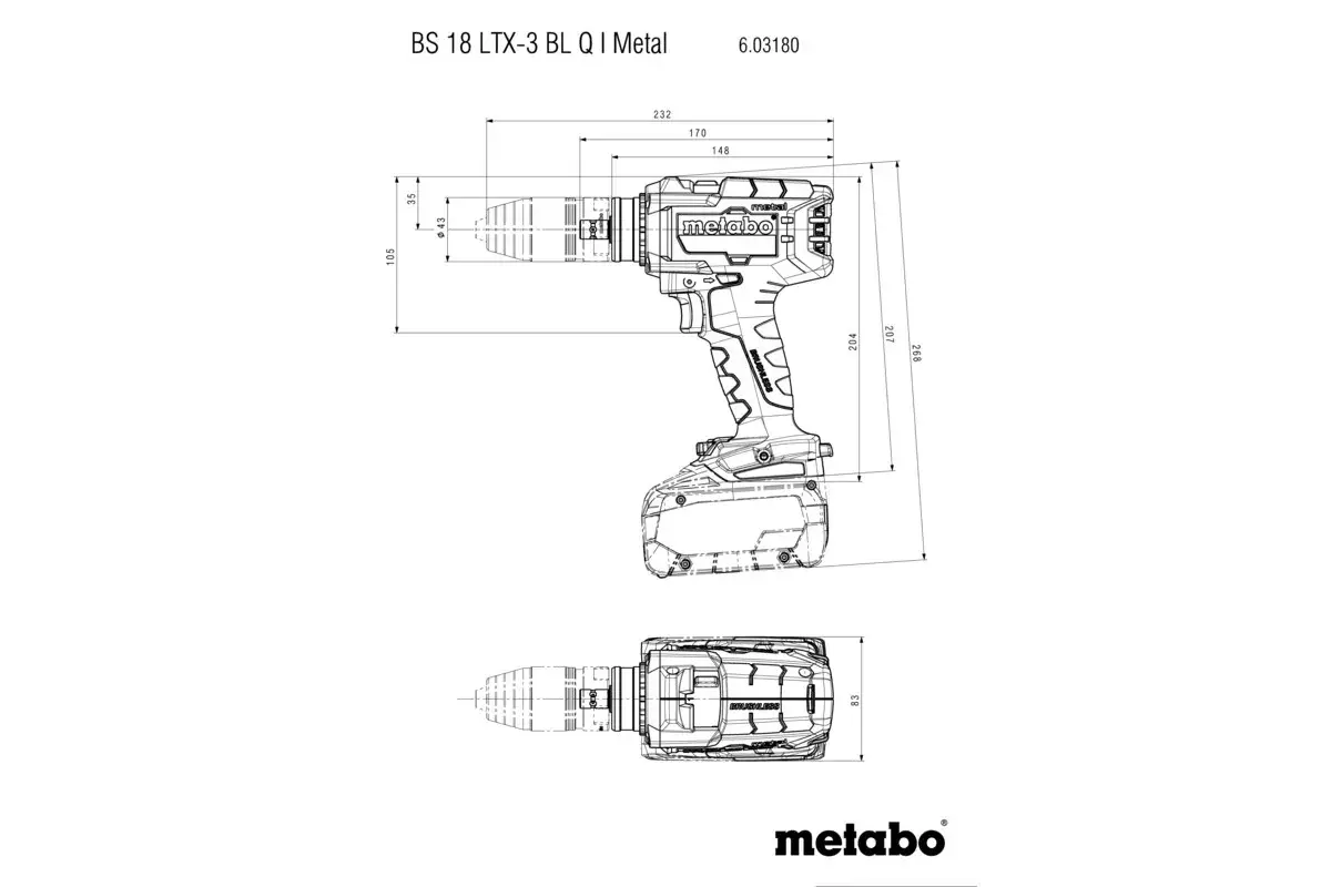 Дрель-шуруповерт Metabo BS 18 LTX-3 BL Q I Metal 603180840 Photo 12