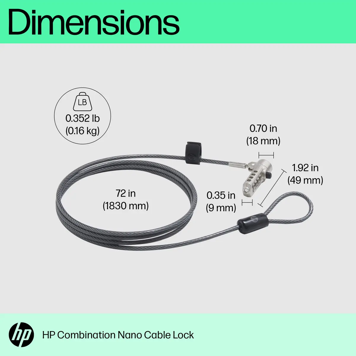 HP Nano Combination Cable Lock Photo 2