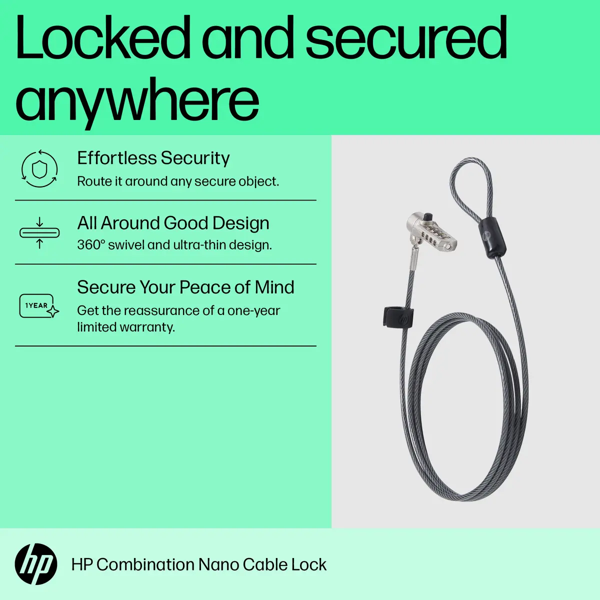 HP Nano Combination Cable Lock Photo 3
