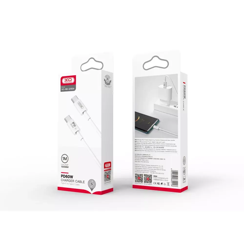 XO NB-Q190A USB-C to USB-C cable 1.0 m 60W Photo 4