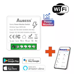 Vieda releja ar energomonitoringu 2 gang Wi-Fi
