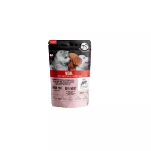 PetRepublic DOG pouch for dog  JUNIOR 100 g, fillets with veal - pilnvertīga konservēta barība ar teļa gaļu  visu šķirņu kucēniem