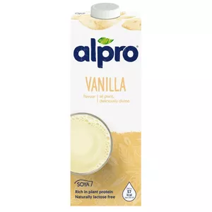 Alpro Sojas dzēriens Vanilla 1 l — augu izcelsmes sojas dzēriens, bez laktozes