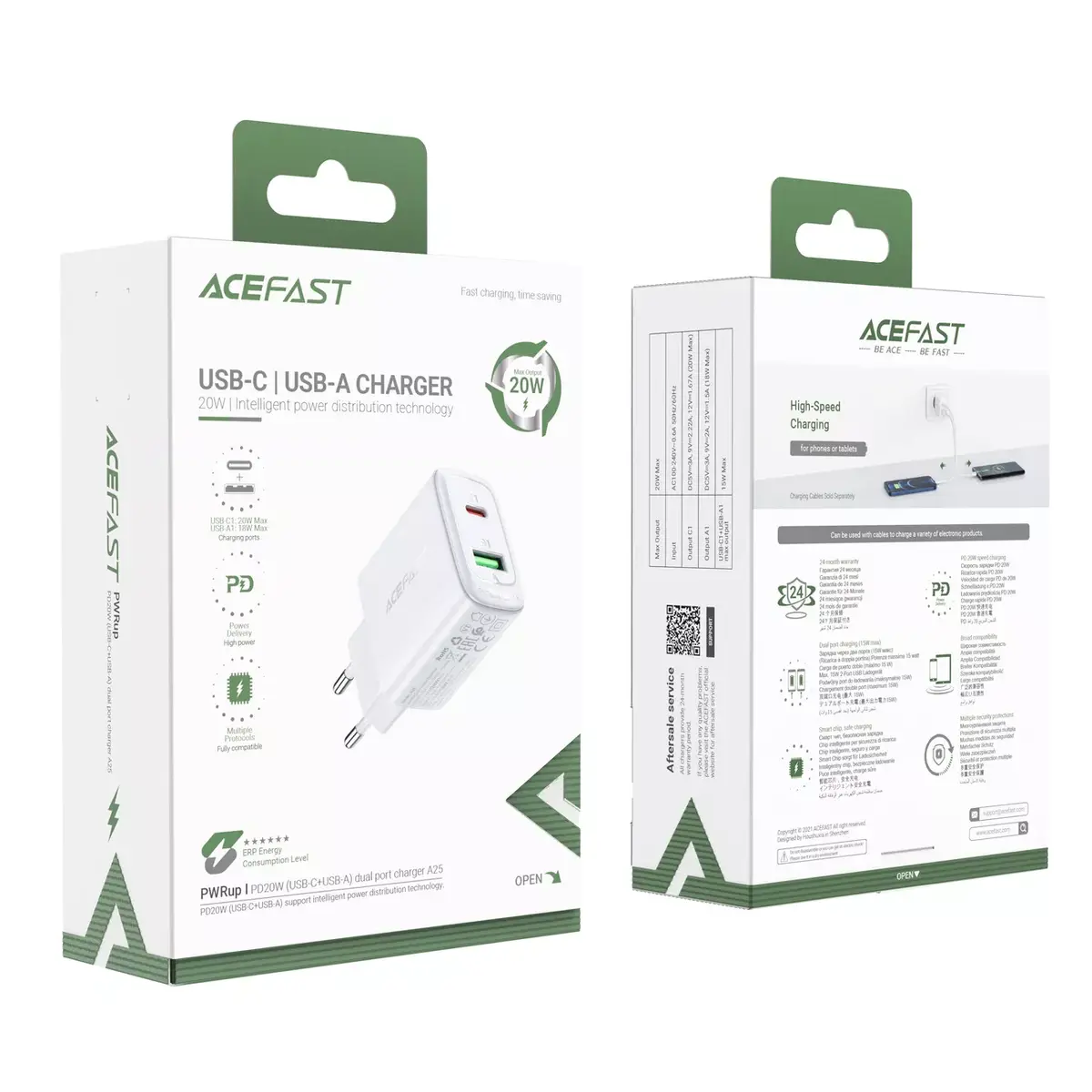 Sienas lādētājs Acefast A25 20W USB‑C/USB‑A Photo 9