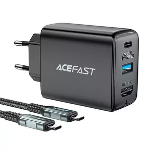 Acefast 2in1 lādētājs GaN 65W USB Type C / USB, adapteris HDMI adapteris 4K @ 60Hz (komplektā ar kabeli), melns (A17 black)