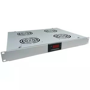 Ventilation panel 19" 1U with 4 fans and thermostat, Alantec SA-F-1U-4-T-S, grey
