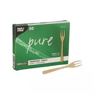 Bamboo Fingerfood Forks Papstar 88978 95 mm — biodegradable disposable forks