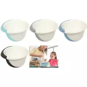 Mixing bowl keeeper Carlotta 3.5 L white/nordic-blue with non-slip base