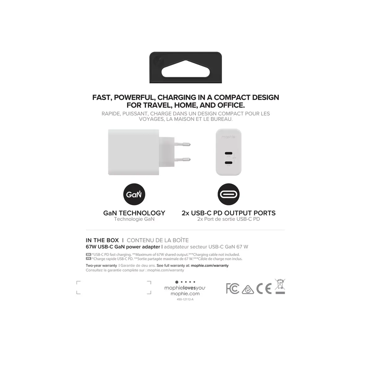 Wall Adapter mophie Accessories USB-C PD DUAL 67W GAN Photo 4