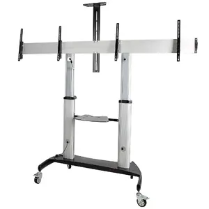 StarTech.com Dual TV Cart for 37-60in VESA TVs up to 110lb Height Adjustable Mobile Display Cart