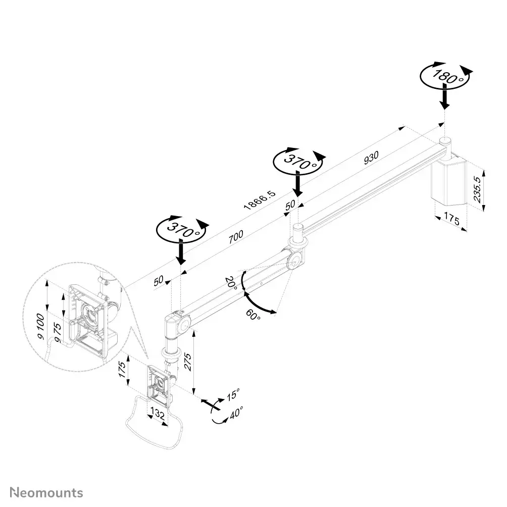 Neomounts medical wall mount FPMA-HAW100HC Photo 3
