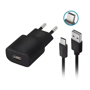 Wall USB charger forever TC-01 2A with 1.2 m Type‑C cable, indoor, black