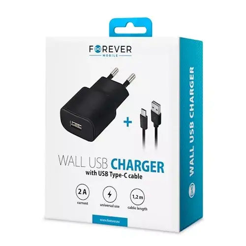 Wall USB charger forever TC-01 2A with Type‑C cable Photo 2