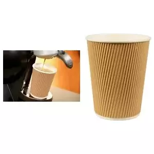 Disposable double-wall coffee cups Papstar 88363 300 ml, brown, Ø 9 cm × H 11 cm, up to 90°C
