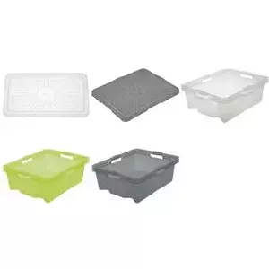 Storage box keeeper franz 16 L, crystal-grey transparent, stackable plastic container