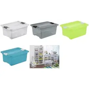 Storage box keeeper Cornelia 12 L Crystal-Grey transparent with lid