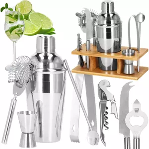 Barware set Springos KI0022 — 9-piece silver bartender kit, stainless-steel tools