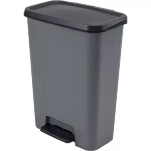 Pedal bin Curver Compattta Duo 23+23L dark grey/black — Curver 249813, 2x23 L capacity, dual-compartment pedal waste bin