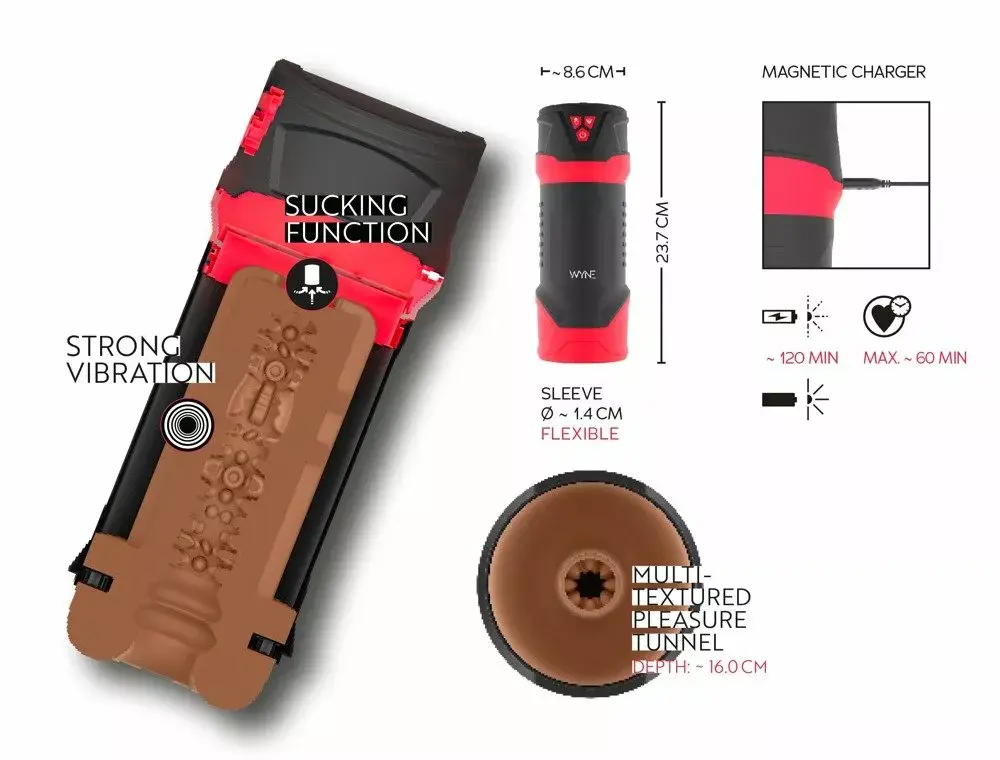 Мастурбатор WYNE Silicone Black — подогрев, вибрация, вакуум Photo 12