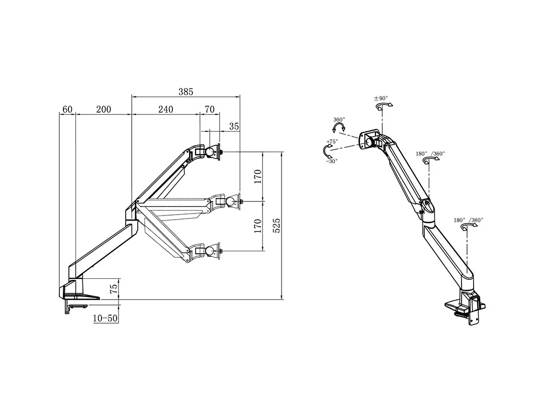 Multibrackets M Gāzes pacelšanas roka Samsung G9 Viena Melna Photo 6