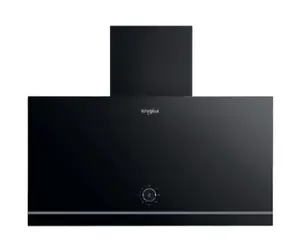 Wall-mounted extractor WHIRLPOOL WHVA 62F LM K — max 485 m³/h, 150 mm outlet, aluminium grease filter, black