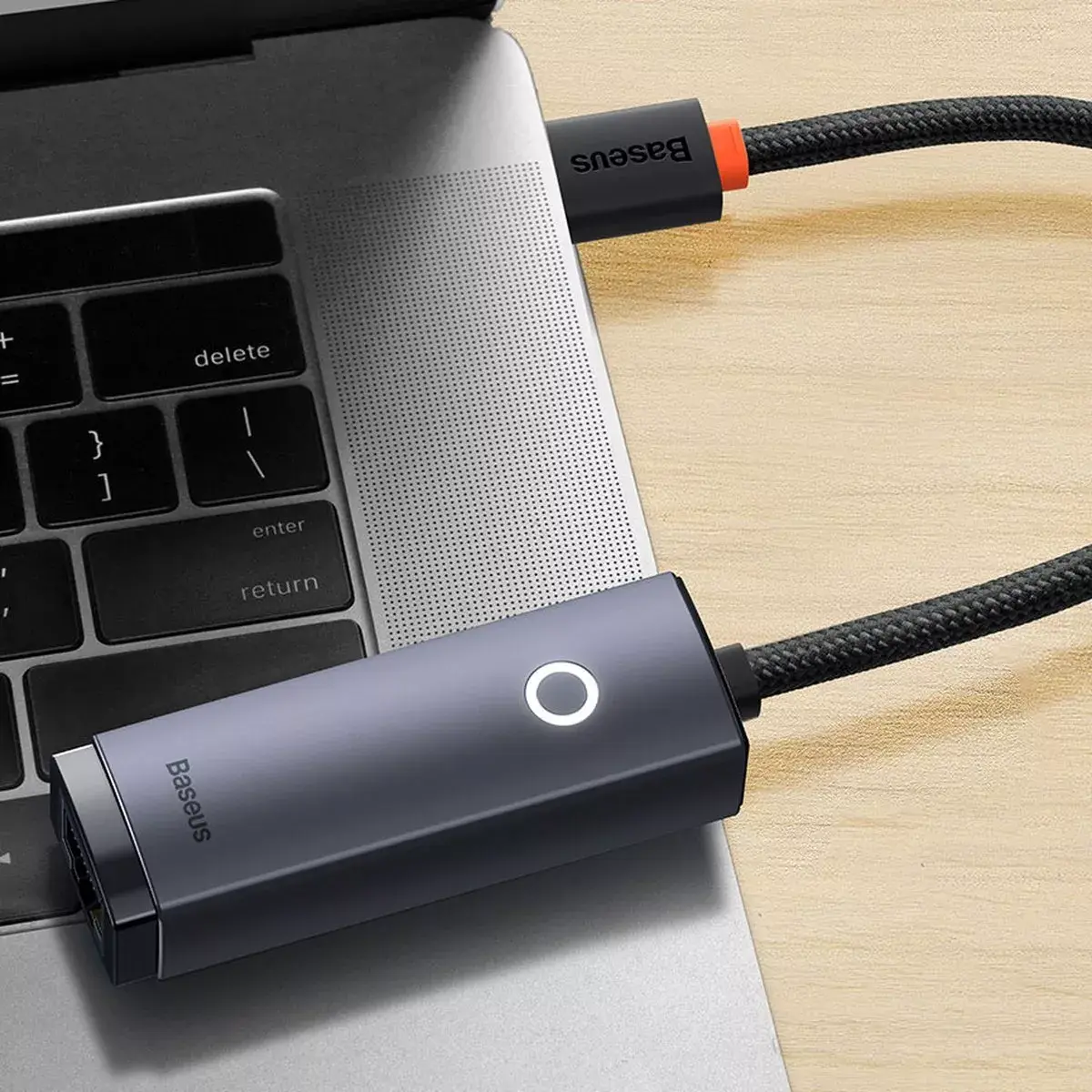 Сетевой адаптер Baseus Lite Series USB-C to RJ45 Gigabit 1000Mbps (серый) Photo 11