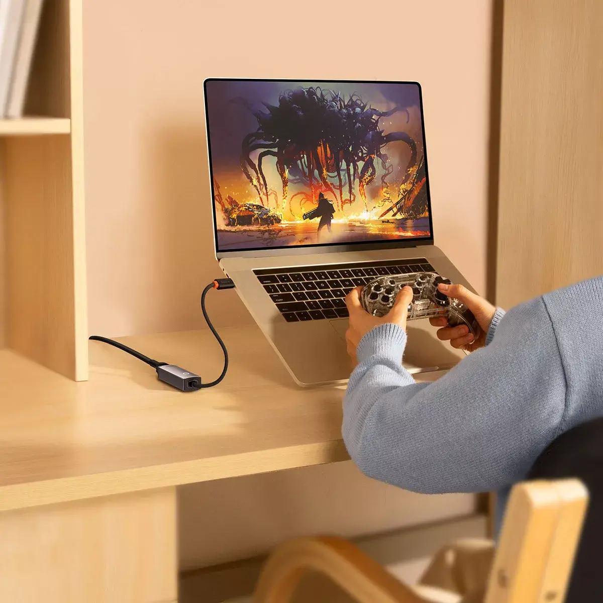 Сетевой адаптер Baseus Lite Series USB-C to RJ45 Gigabit 1000Mbps (серый) Photo 16