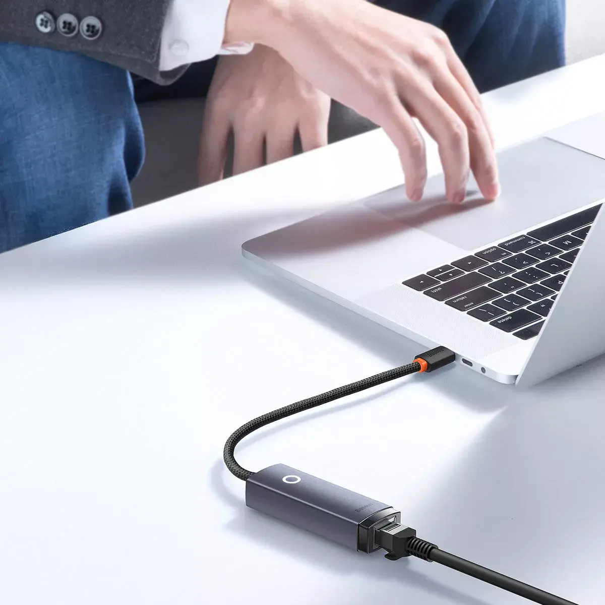 Сетевой адаптер Baseus Lite Series USB-C to RJ45 Gigabit 1000Mbps (серый) Photo 18