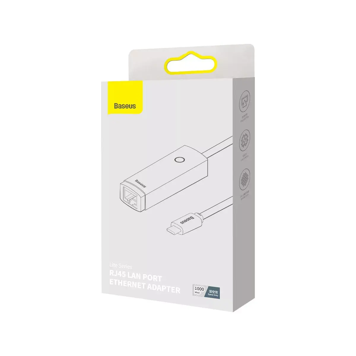 Сетевой адаптер Baseus Lite Series USB-C to RJ45 Gigabit 1000Mbps (серый) Photo 22