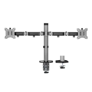 Двойная подставка для мониторов ACT офисная серебристая Clamp/Bolt-through 18 кг 17-32 дюйма