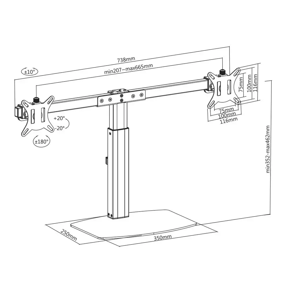 Free standing gas spring dual monitor arm ACT AC8332 Photo 6