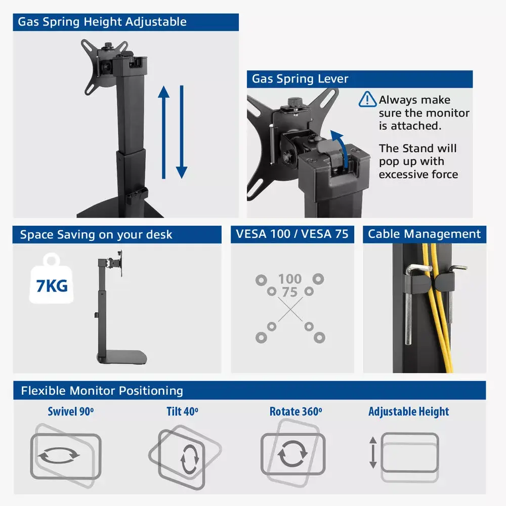Free standing gas spring monitor arm ACT AC8331 Photo 6