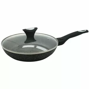 KingHoff KB 7041 Frying Pan with Lid, 28cm, Marble Non-Stick Coating, Aluminium, Induction Compatible