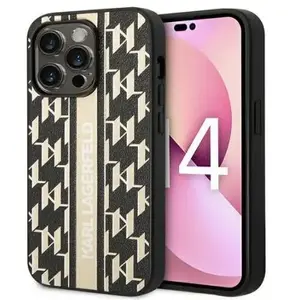 Smartphone hardcase Karl Lagerfeld for iPhone 14 Pro 6.1, Monogram Stripe Brown