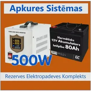Rezerves komplekts elektriskajai apkurei electro base Inv500 500W 12V 100Ah akumulators