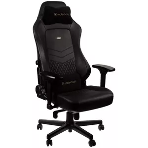 Spēļu krēsls noblechairs Hero Real Leather — gaisa pildīta sēdeklis, polsterēta atzveltne, melns, maksimālais augstums 137 cm, atzveltnes platums 57 cm