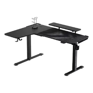 Stūris galds Ultradesk Winger Black Taisnstūra Spēļu 1550x600x750