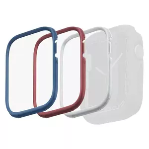Protective 3-in-1 Frame for Apple Watch 44/45mm by Uniq — Moduo series, Blue‑Red‑White