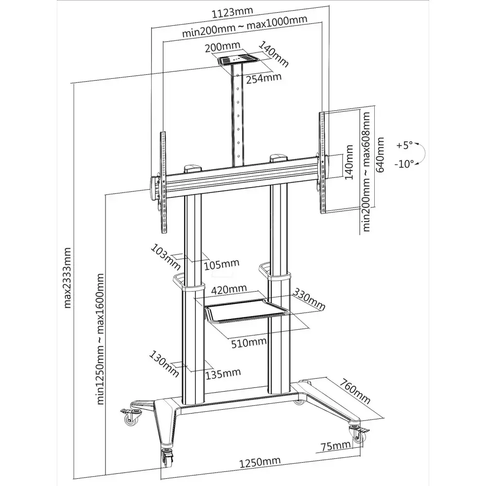 TECHLY ICA-TR49W multimedia cart stand Photo 3